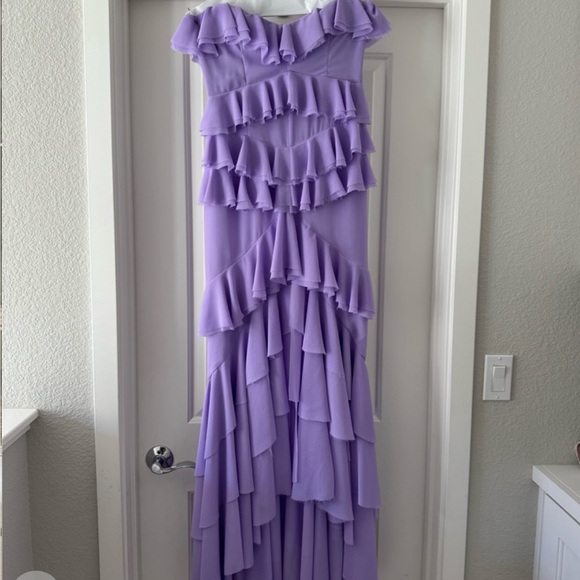 REVOLVE Strapless Lavender Ruffle Dress - Picture 7 of 8
